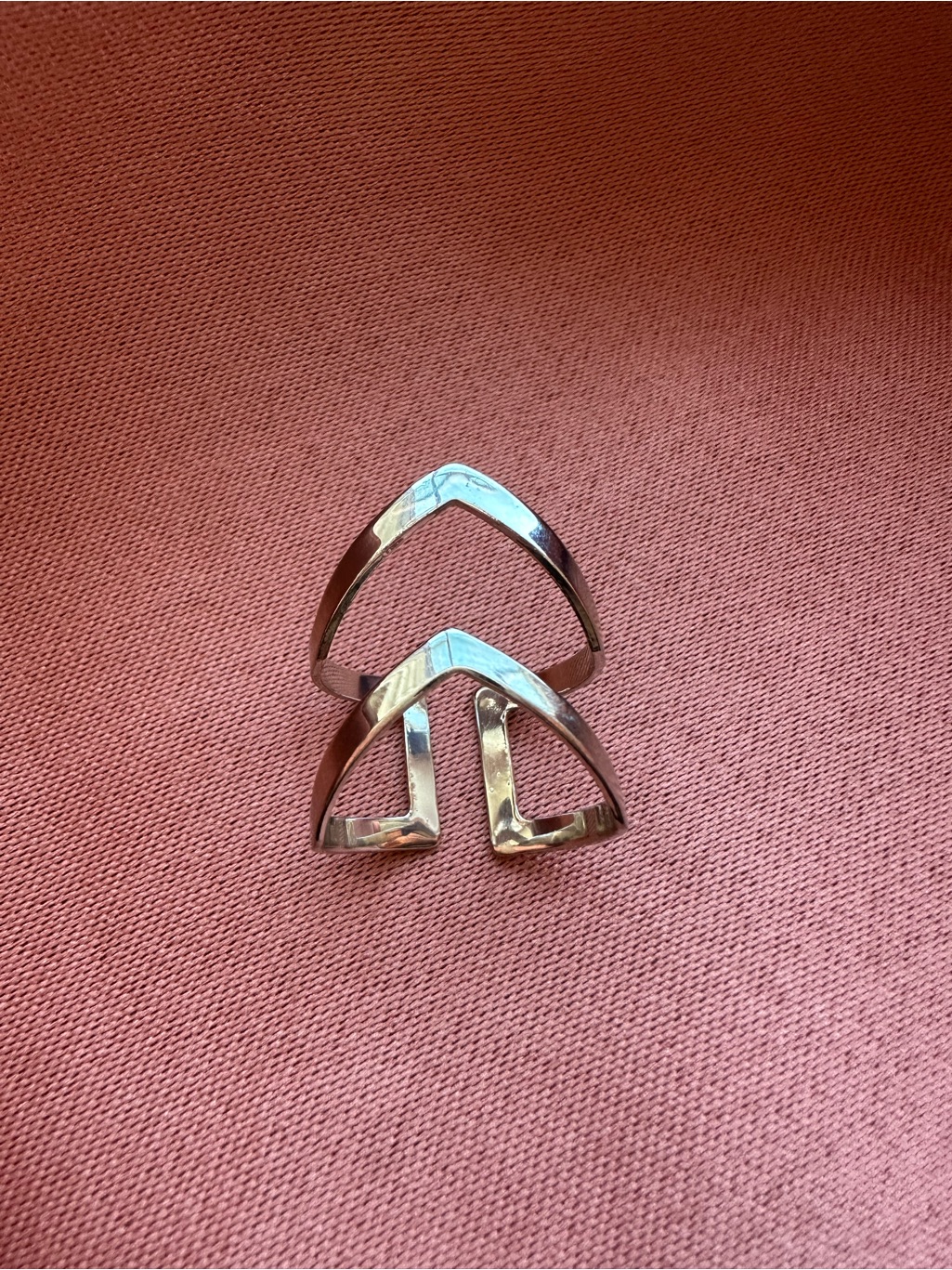 Modern Geometric Reversible SilverTone Statement Ring